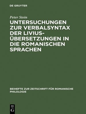 cover image of Untersuchungen zur Verbalsyntax der Liviusübersetzungen in die romanischen Sprachen